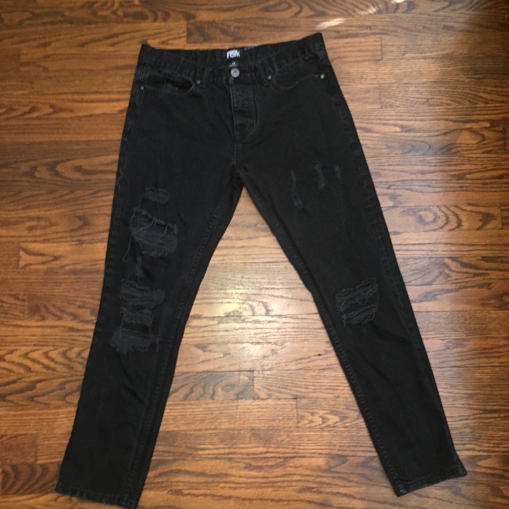 FbRK Black Distressed Jeans Size 34